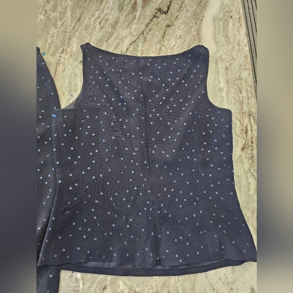 Ann Taylor Sleeveless Navy Blue Sequence Top Size 8 & Skirt Size 6 Set - Picture 7 of 12